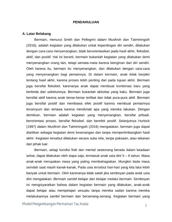 Sampul Model pengembangan permainan tradisional tau koula (congklak) untuk meningkatkan kognitif anak usia 5 - 6 tahun
