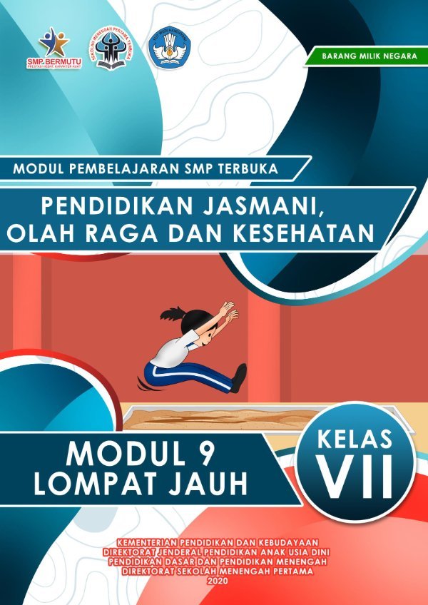 Sampul Modul pembelajaran SMP Terbuka: pendidikan jasmani, olahraga dan kesehatan modul 9 lompat jauh kelas VII