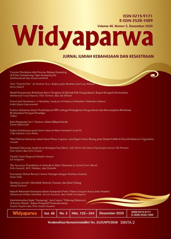 Sampul Widyaparwa, Desember 2020