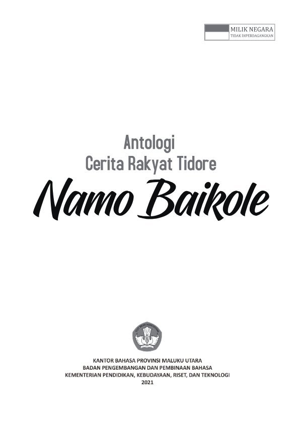 Sampul Antologi cerita rakyat Tidore