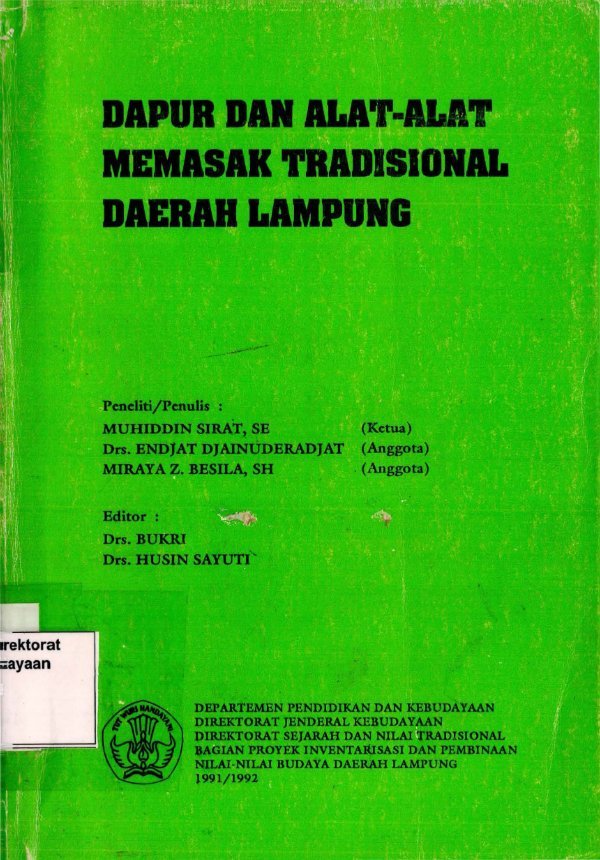 Sampul Dapur dan alat-alat memasak tradisional Daerah Lampung